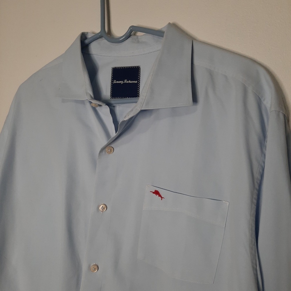 Men's Tommy Bahama Light Blue Button Down Dress Shirt Size XL Long Sleeve